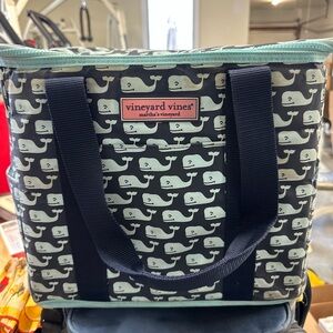 Vineyard Vines Navy and Mint Whale Tote